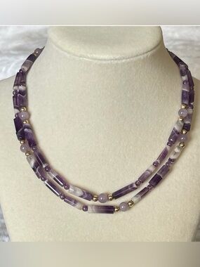 Single-Strand Purple Amethyst Beaded Necklace – 30”